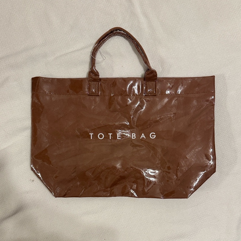 Brown Patent Tote Bag - TOTE BAG